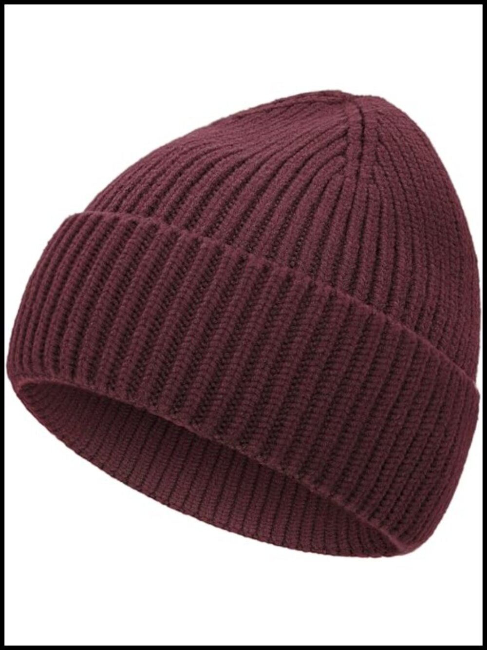 50% Wool Thick Beanie Seamless Cuffed Winter Knit Cap Unisex Adult